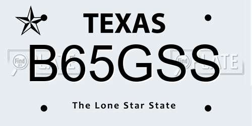 B65GSS Texas License Plate