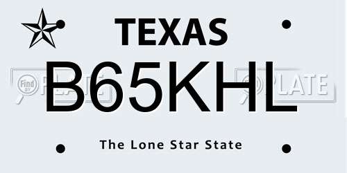 B65KHL Texas License Plate