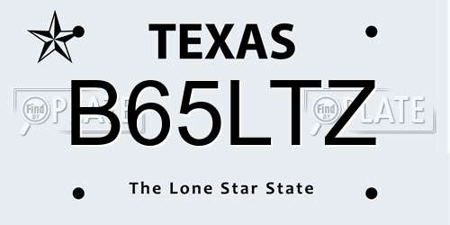 B65LTZ Texas License Plate