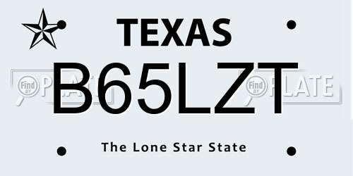 B65LZT Texas License Plate
