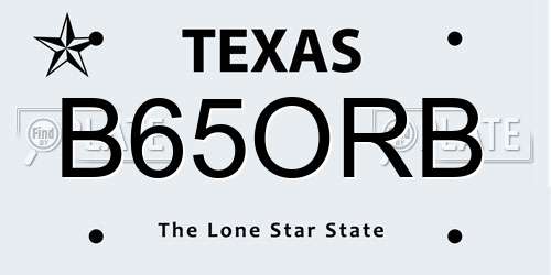 B65ORB Texas License Plate