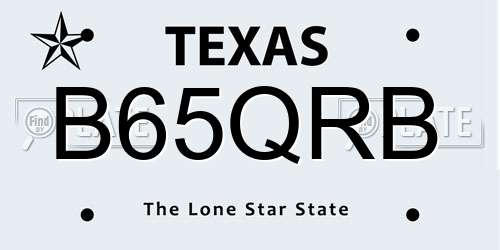 B65QRB Texas License Plate
