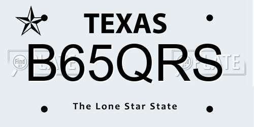 B65QRS Texas License Plate