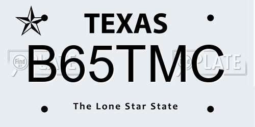 B65TMC Texas License Plate
