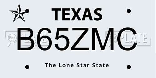 B65ZMC Texas License Plate