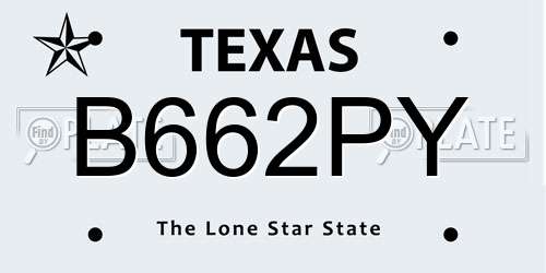 B662PY Texas License Plate