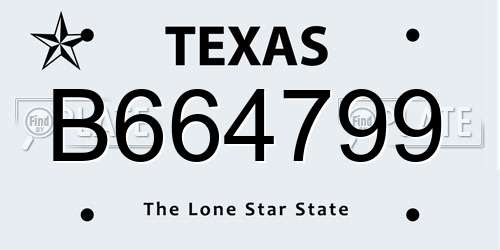 B664799 Texas License Plate