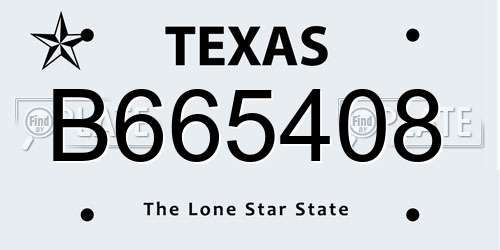 B665408 Texas License Plate