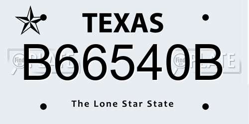 B66540B Texas License Plate
