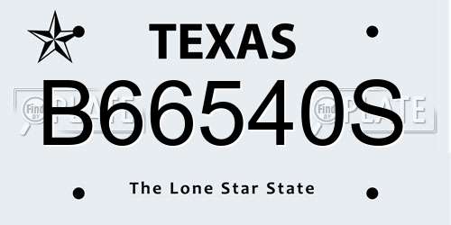 B66540S Texas License Plate