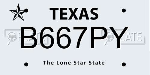 B667PY Texas License Plate
