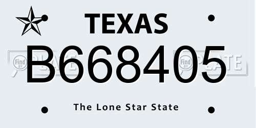 B668405 Texas License Plate