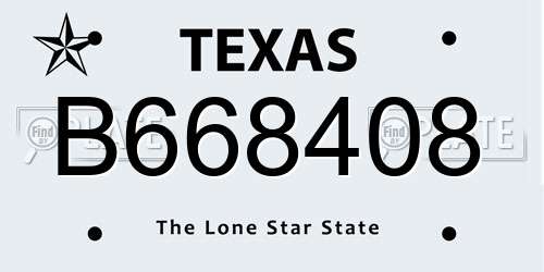 B668408 Texas License Plate