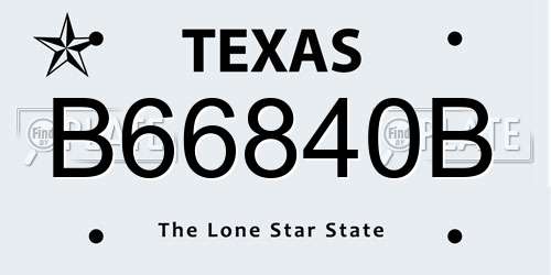 B66840B Texas License Plate