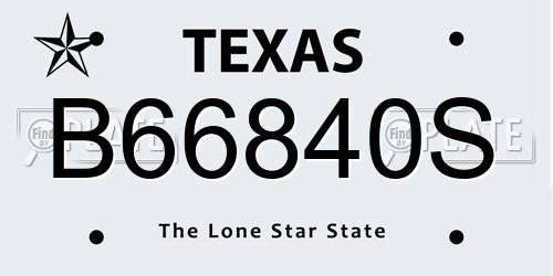 B66840S Texas License Plate
