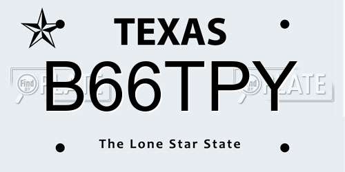 B66TPY Texas License Plate