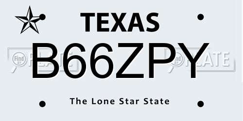 B66ZPY Texas License Plate