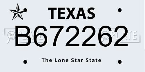B672262 Texas License Plate