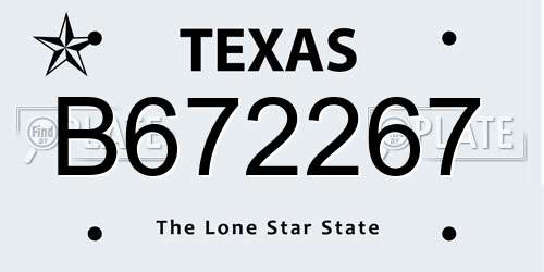 B672267 Texas License Plate