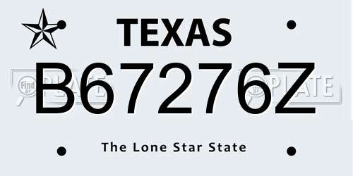 B67276Z Texas License Plate