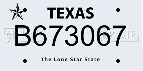 B673067 Texas License Plate