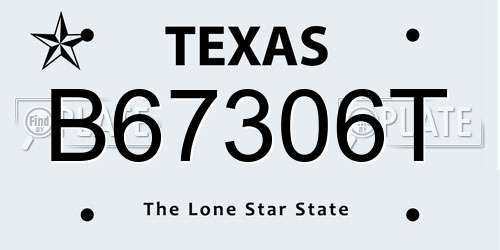 B67306T Texas License Plate