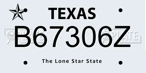 B67306Z Texas License Plate