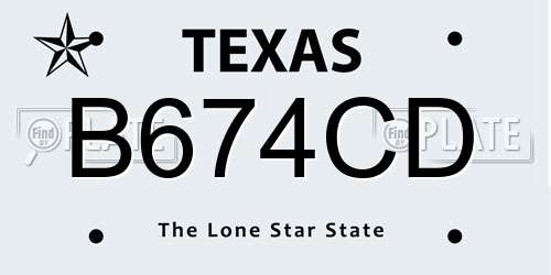 B674CD Texas License Plate