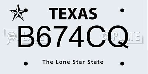 B674CQ Texas License Plate