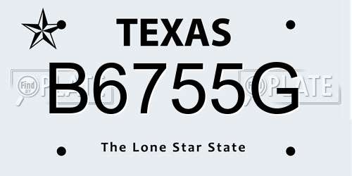 B6755G Texas License Plate