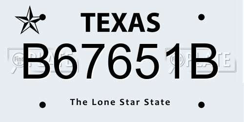 B67651B Texas License Plate