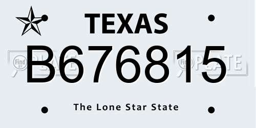 B676815 Texas License Plate