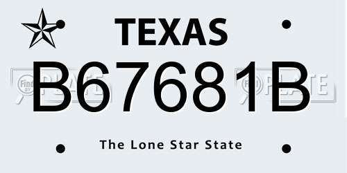 B67681B Texas License Plate