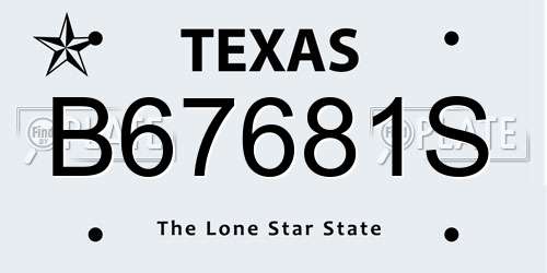 B67681S Texas License Plate