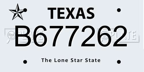 B677262 Texas License Plate