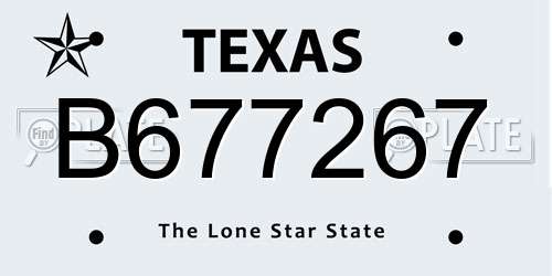 B677267 Texas License Plate