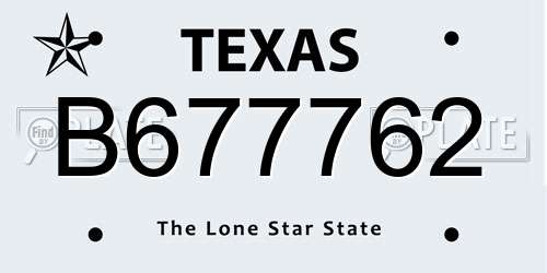 B677762 Texas License Plate