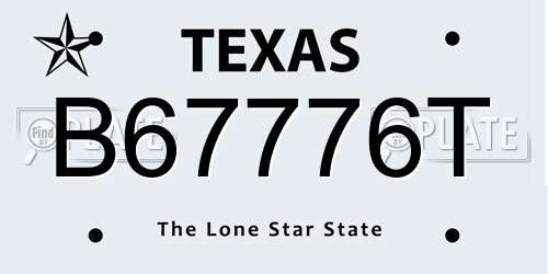 B67776T Texas License Plate