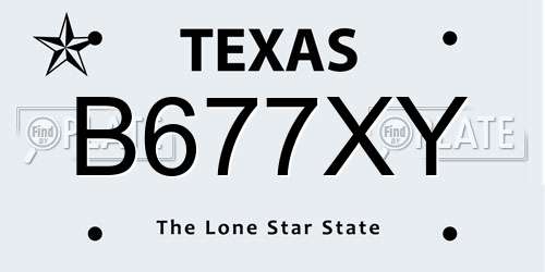 B677XY Texas License Plate