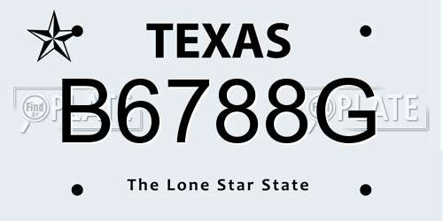 B6788G Texas License Plate