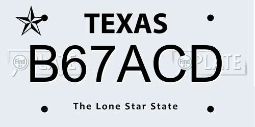 B67ACD Texas License Plate