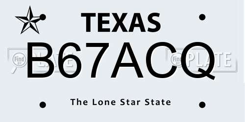 B67ACQ Texas License Plate