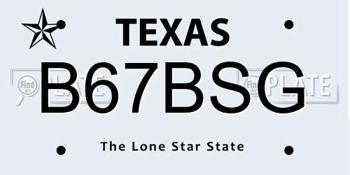 B67BSG Texas License Plate