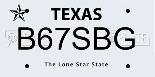 B67SBG Texas License Plate