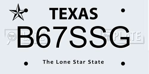 B67SSG Texas License Plate