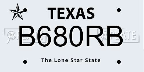 B680RB Texas License Plate