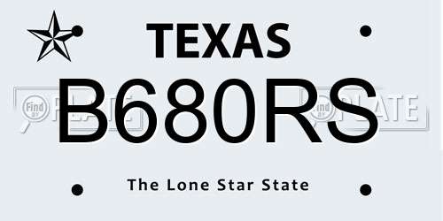 B680RS Texas License Plate