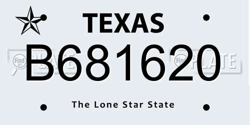 B681620 Texas License Plate