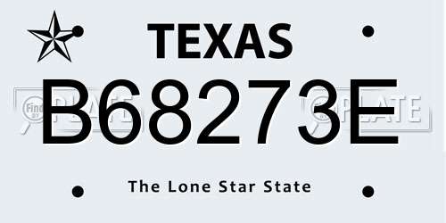 B68273E Texas License Plate