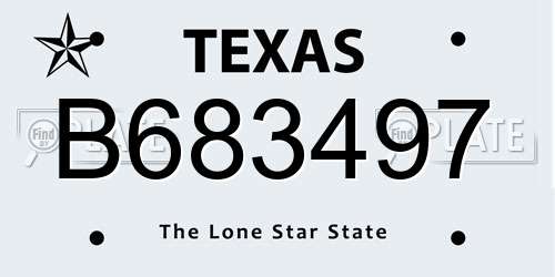 B683497 Texas License Plate